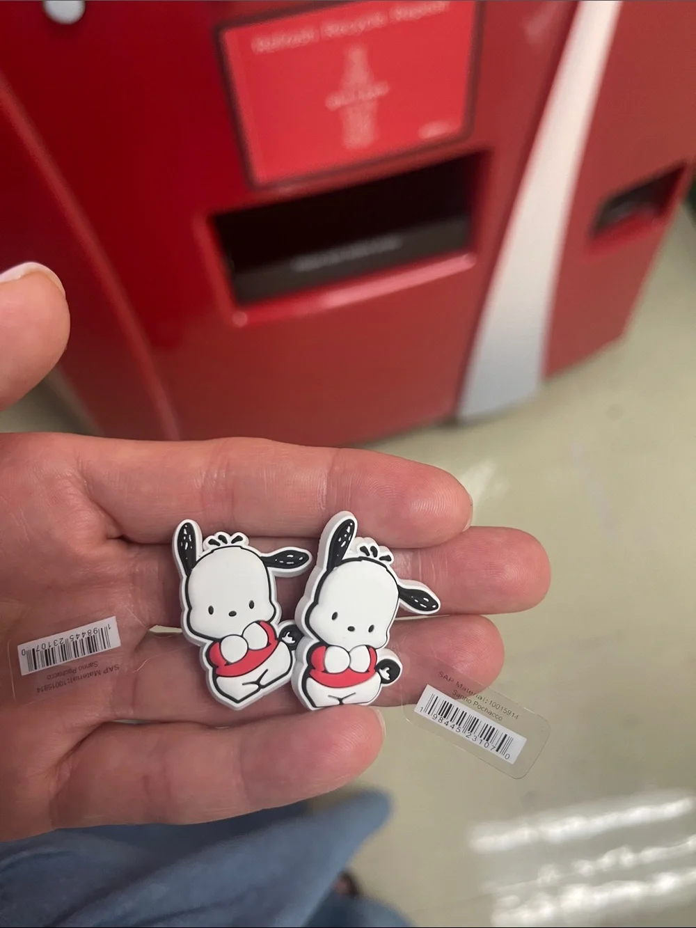 Sanrio Black & White Puppy Charms with Red Heart Accents